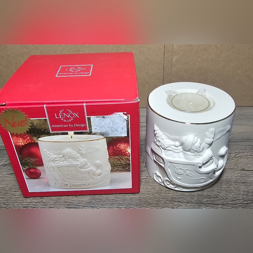 Lenox‎ Radiant Light Santa Votive Tea Light Candle Holder 3.25" NIB